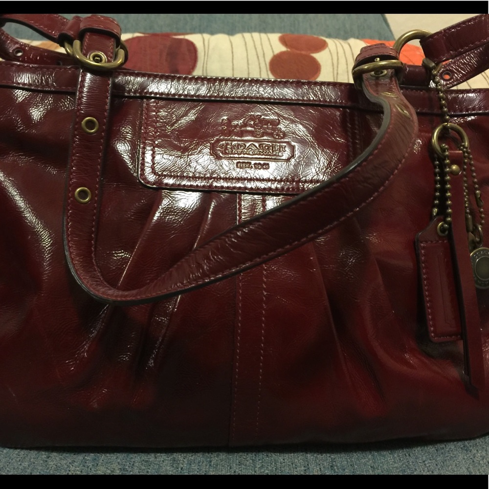 SOLDCoach Burgundy Patent Leather Handbag